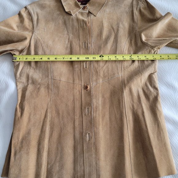 Margaret Godfrey Womens Camel Suede Jacket Blouse size 12 - Picture 7 of 14